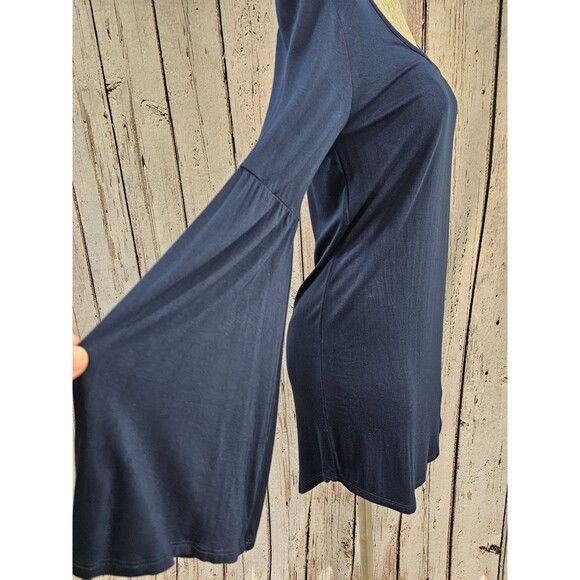 ALK Women's XS Chaser Navy Blue Cool Jersey Flared Sleeve Dress Mini Shift Bell - Picture 3 of 10